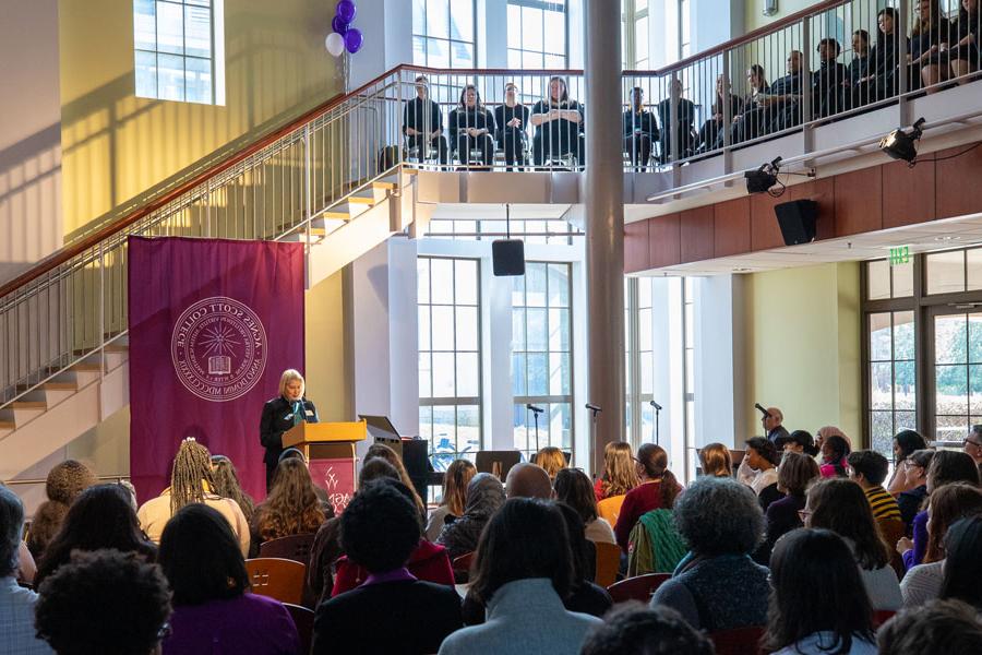 President Zak welcomes the campus community to Founder's Day.